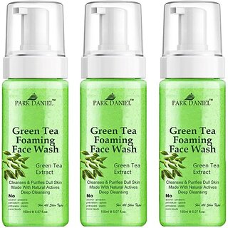                       PARK DANIEL Natural Green Tea Foaming  For Deep Cleansing Combo of 3 150 ML(450 ML) Face Wash (450 ml)                                              