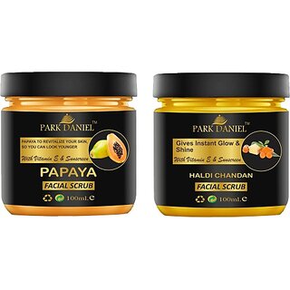                       PARK DANIEL Vitamin C, Papaya, Mix Fruit & Haldi Chandan Scrub Pack of 4 of 100 ml(400 ml) Scrub (400 ml)                                              