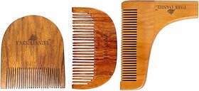 PARK DANIEL Handcrafted Wooden U Shaped, C Shaped & L Shaped Beard Comb For Men Pack of ( 3 Pcs.) ()