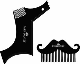 PARK DANIEL Boomerang Beard Line Shaper Comb & Mustache Beard Comb For Beard Shaping & Styling Combo Pack Of 2 Pcs ()