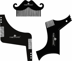 PARK DANIEL Mustache , Boomerang Z Shaper & Boomerang Line Shaper Beard Comb For Beard Shaping & Styling Combo Pack Of 3 Pcs ()