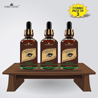PARK DANIEL Eyebrow & Eyelashes Growth Oil-Enriched with Natural Ingredients Combo pack of 3 Bottles of 30 ml(90 ml) 90 ml (Clear - GLS01)