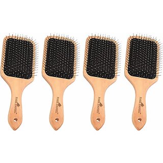                       PARK DANIEL Wooden Bamboo Eco Friendly Paddle Hair Brush Help Growth & Add Hair Shine Pack 4 ()                                              