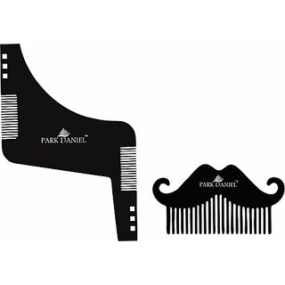                       PARK DANIEL Boomerang Z Shaper Comb & Mustache Beard Comb For Beard Shaping & Styling Combo Pack Of 2 Pcs ()                                              