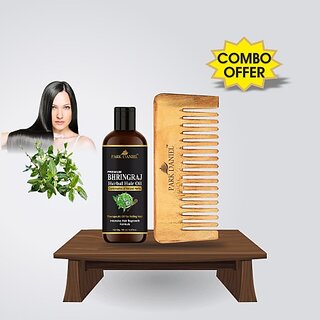 PARK DANIEL Premium Bhringraj Oil Hair OiL (100 ml) & Handmade Medium Detangler Neem Wooden Comb(5.5 inches) 1 Pc - Pack of 2 Item (2 Items in the set) PARK DANIEL Premium Bhringraj Oil Hair OiL (100 ml) & Handmade Medium Detangler Neem Wooden Comb(5.5 inches) 1 Pc - Pack of 2 Item (2 Items in the set)