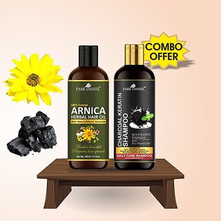 PARK DANIEL Premium Arnica Herbal Hair Oil & Charcoal Keratin Herbal Shampoo For Hair Growth Combo Pack Of 2 Bottle of 100 ml(200 ml) (2 Items in the set) PARK DANIEL Premium Arnica Herbal Hair Oil & Charcoal Keratin Herbal Shampoo For Hair Growth Combo Pack Of 2 Bottle of 100 ml(200 ml) (2 Items in the set)