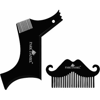                       PARK DANIEL Boomerang Beard Line Shaper Comb & Mustache Beard Comb For Beard Shaping & Styling Combo Pack Of 2 Pcs ()                                              
