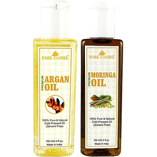                       PARK DANIEL Organic Argan oil and Moringa oil - Natural & Undiluted combo of 2 bottles of 100 ml (200ml) (200 ml)                                              