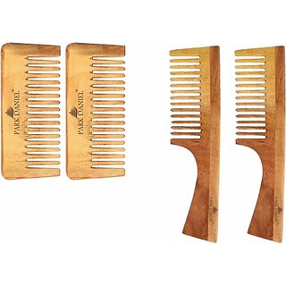 PARK DANIEL Natural & Ecofriendly Handmade Medium Detangler Neem Wooden Comb(5.5 inches) & Dressing Handle Comb(7.5 inches)- Unisex Combo pack of 4 Pcs(2 Pcs Each variety) () PARK DANIEL Natural & Ecofriendly Handmade Medium Detangler Neem Wooden Comb(5.5 inches) & Dressing Handle Comb(7.5 inches)- Unisex Combo pack of 4 Pcs(2 Pcs Each variety) ()
