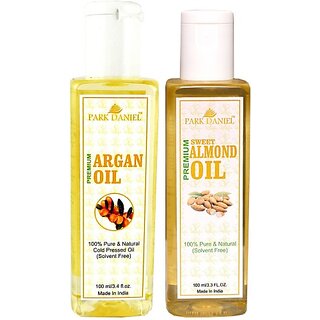                       PARK DANIEL Organic Argan oil and - Natural & Undiluted Almond oil combo of 2 bottles of 100 ml (200ml) (200 ml)                                              