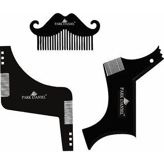                       PARK DANIEL Mustache , Boomerang Z Shaper & Boomerang Line Shaper Beard Comb For Beard Shaping & Styling Combo Pack Of 3 Pcs ()                                              