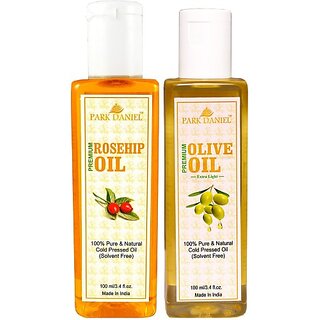 PARK DANIEL Organic Rosehip oil and Olive oil - Natural & Undiluted combo of 2 bottles of 100 ml (200ml) (200 ml) PARK DANIEL Organic Rosehip oil and Olive oil - Natural & Undiluted combo of 2 bottles of 100 ml (200ml) (200 ml)