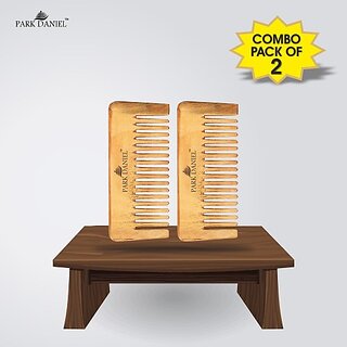 PARK DANIEL Natural & Ecofriendly Handmade Medium Detangler Neem Wooden Comb(5.5 inches)- For Stimulate Hair growth and Antidandruff Unisex pack of 2 Pcs () PARK DANIEL Natural & Ecofriendly Handmade Medium Detangler Neem Wooden Comb(5.5 inches)- For Stimulate Hair growth and Antidandruff Unisex pack of 2 Pcs ()