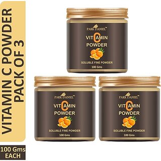                       PARK DANIEL 100% Pure Vitamin C Powder- For Skin Whitening & Brightening Combo Pack of 3 Jars of 100 gms(300 gms) (300 g)                                              