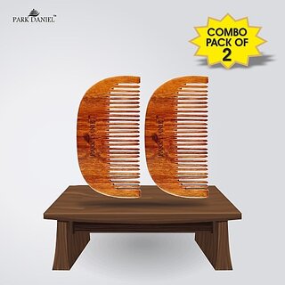                      PARK DANIEL Handcrafted Wooden Beard Comb - Compact & Light Weight Pack Of 2 Combs(2 Pcs.) ()                                              