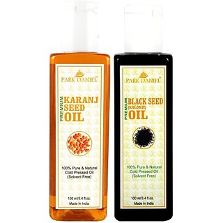                       PARK DANIEL Organic Karanj oil and Black seed oil - Natural & Undiluted combo of 2 bottles of 100 ml (200ml) (200 ml)                                              