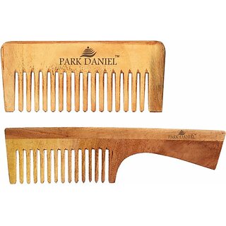 PARK DANIEL Natural & Ecofriendly Handmade Medium Detangler Neem Wooden Comb(5.5 inches) & Dressing Handle Comb(7.5 inches)- Unisex Combo pack of 2 Pcs(1 Pc each Variety) () PARK DANIEL Natural & Ecofriendly Handmade Medium Detangler Neem Wooden Comb(5.5 inches) & Dressing Handle Comb(7.5 inches)- Unisex Combo pack of 2 Pcs(1 Pc each Variety) ()