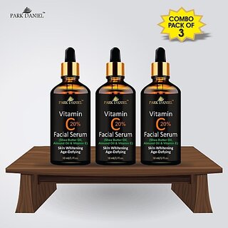 PARK DANIEL Vitamin C Serum with Hyaluronic acid- Anti Ageing and Anti Wrinkle Combo pack of 3 Bottles(90 ml) (90 ml) PARK DANIEL Vitamin C Serum with Hyaluronic acid- Anti Ageing and Anti Wrinkle Combo pack of 3 Bottles(90 ml) (90 ml)