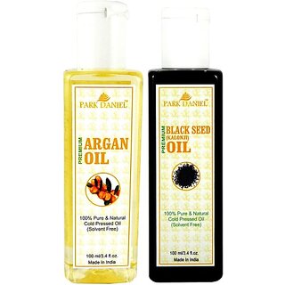                       PARK DANIEL Organic Argan oil and - Natural & Undiluted Blackseed oil combo of 2 bottles of 100 ml (200ml) (200 ml)                                              