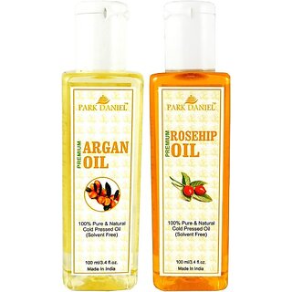                       PARK DANIEL Organic Argan oil and Rosehip oil - Natural & Undiluted combo of 2 bottles of 100 ml (200ml) (200 ml)                                              