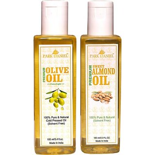 PARK DANIEL Pure Olive Oil and Sweet Almond oil Combo of 2 No.100 ml Bottles(200 ml) (200 ml) PARK DANIEL Pure Olive Oil and Sweet Almond oil Combo of 2 No.100 ml Bottles(200 ml) (200 ml)