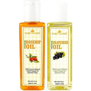 PARK DANIEL Organic Rosehip oil and Grapeseed oil - Natural & Undiluted combo of 2 bottles of 100 ml (200ml) (300 ml) PARK DANIEL Organic Rosehip oil and Grapeseed oil - Natural & Undiluted combo of 2 bottles of 100 ml (200ml) (300 ml)