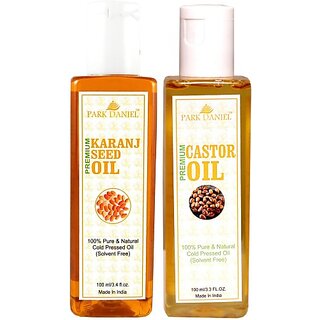                       PARK DANIEL Organic Karanj oil and Castor oil - Natural & Undiluted combo of 2 bottles of 100 ml (200ml) (200 ml)                                              