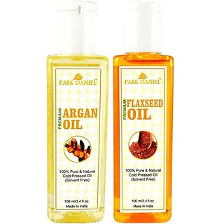                       PARK DANIEL Organic Argan oil and Flaxseed oil - Natural & Undiluted combo of 2 bottles of 100 ml (200ml) (200 ml)                                              
