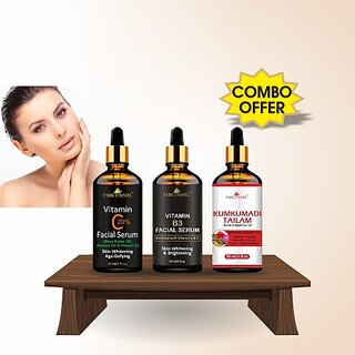 PARK DANIEL Vitamin C Facial Serum, Vitamin B3 Facial Serum & Kumkumadi Tailam Face Oil Combo Set of 3 Bottles of 30 ml(90 ml) (90 ml) PARK DANIEL Vitamin C Facial Serum, Vitamin B3 Facial Serum & Kumkumadi Tailam Face Oil Combo Set of 3 Bottles of 30 ml(90 ml) (90 ml)