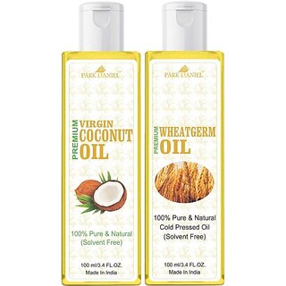                       PARK DANIEL Organic Wheatgerm oil and Virgin Coconut oil combo pack of 2 bottles of 100 ml(200 ml) Hair Oil (200 ml)                                              