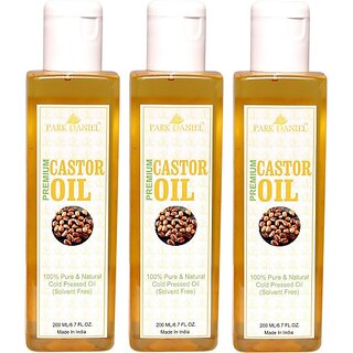                       PARK DANIEL Premium Cold Pressed Castor Oil Combo Set of 3 No.200 ml Bottles Hair Oil (600 g)                                              