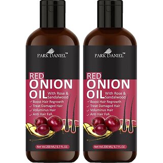                       PARK DANIEL Red Onion Oil with Rose & Sandalwood oil to Boost hair growth and stop hair fall combo pack of 2 bottles of 200 ml(400 ml) Hair Oil (400 ml)                                              