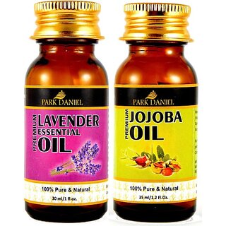                       PARK DANIEL Pure and Natural Lavender Essential oil(30 ml) and Jojoba Carrier Oil (35 ml)Combo pack of 2 Bottles(65 ml) Hair Oil (65 ml)                                              