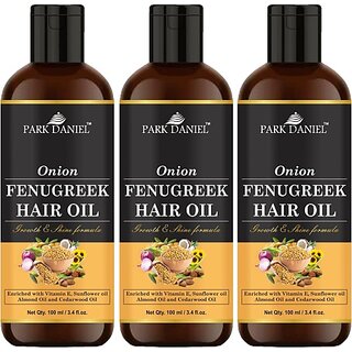                       PARK DANIEL Premium Onion Fenugreek Hair Oil Enriched With Vitamin E - For Hair Growth & Shine Combo Pack 3 Bottle of 100 ml(300 ml) Hair Oil (300 ml)                                              