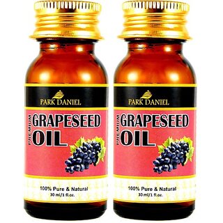                       PARK DANIEL Grapeseed Oil- 100 % Pure and Natural Combo pack of 2 bottles of 30 ml(60 ml) Hair Oil (60 ml)                                              