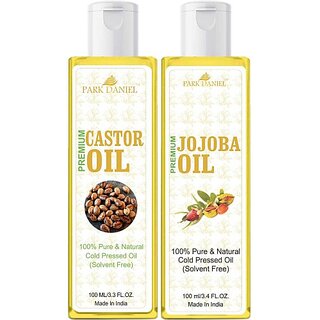                       PARK DANIEL Organic Jojoba oil and Castor oil combo pack of 2 bottles of 100 ml(200 ml) Hair Oil (200 ml)                                              