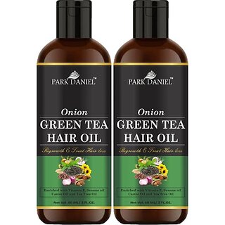                       PARK DANIEL Premium Onion Green Tea Hair Oil Enriched With Vitamin E - For Hair Fall Control Combo Pack 2 Bottle of 60 ml(120 ml) Hair Oil (120 ml)                                              
