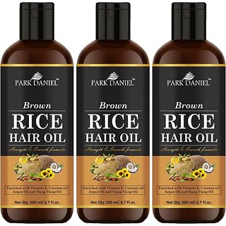 PARK DANIEL Premium Brown Rice Hair Oil Enriched With Vitamin E - For Strength and Hair GrowthCombo Pack 3 Bottle of 200 ml(600 ml) Hair Oil (600 ml) PARK DANIEL Premium Brown Rice Hair Oil Enriched With Vitamin E - For Strength and Hair GrowthCombo Pack 3 Bottle of 200 ml(600 ml) Hair Oil (600 ml)