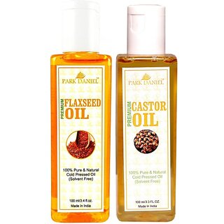                       PARK DANIEL Premium Flaxseed oil and Castor oil combo of 2 bottles of 100 ml (200 ml) Hair Oil (200 ml)                                              