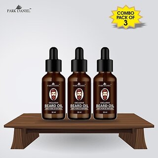                       PARK DANIEL Exclusive Beard Oil(100% Pure & Natural Ingredients) -Suitable for Patchy beard Combo pack of 3 Bottles of 30 ml(90 ml) Hair Oil (90 ml)                                              
