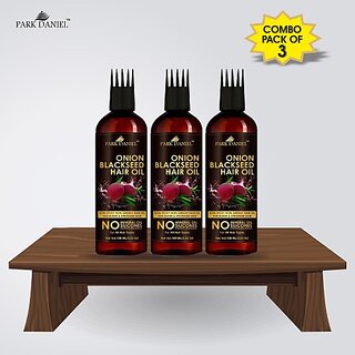                       PARK DANIEL Premium Onion Blackseed Hair Oil with Keratin Protein booster, Nourishes Hair follicles, Anti - Hair loss, Regrowth hair With Comb Applicator Combo pack of 3 bottles of 100 ml(300 ml) Hair Oil (300 ml)                                              