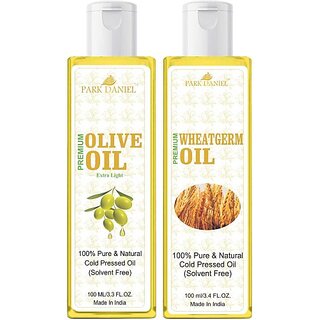                       PARK DANIEL Organic Wheatgerm oil and Olive oil combo pack of 2 bottles of 100 ml(200 ml) Hair Oil (200 ml)                                              