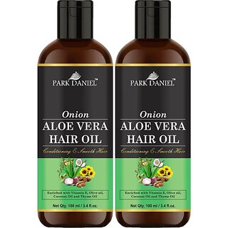 PARK DANIEL Premium Onion Aloe Vera Hair Oil Enriched With Vitamin E- For Conditioning and Smooth Hair Combo Pack 2 Bottle of 100 ml(200 ml) Hair Oil (200 ml) PARK DANIEL Premium Onion Aloe Vera Hair Oil Enriched With Vitamin E- For Conditioning and Smooth Hair Combo Pack 2 Bottle of 100 ml(200 ml) Hair Oil (200 ml)