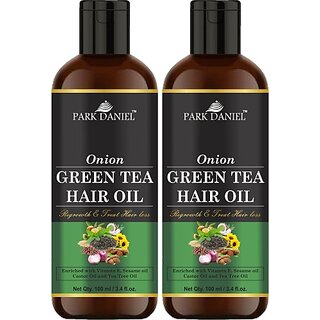                       PARK DANIEL Premium Onion Green Tea Hair Oil Enriched With Vitamin E -For Hair Fall Control Combo Pack 2 Bottle of 100 ml(200 ml) Hair Oil (200 ml)                                              