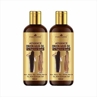                       PARK DANIEL Advance Onion Hair Oil |For Reduces hairfall |for faster hair growth & complete nourishment suits all Hair types Hair Oil For Regrowth Pack Of 2 60ml(120ml) Hair Oil (120 ml)                                              