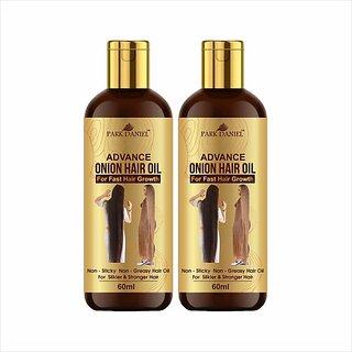                       PARK DANIEL Advance Onion Hair Oil |For Reduces hairfall |for faster hair growth & complete nourishment suits all Hair types Hair Oil For Regrowth Pack Of 2 60ml(120ml) Hair Oil (120 ml)                                              