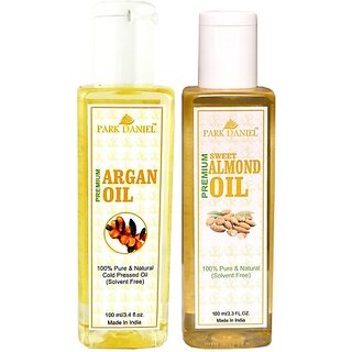                       PARK DANIEL Premium Argan oil and Almond oil combo of 2 bottles of 100 ml (200ml) Hair Oil (200 ml)                                              