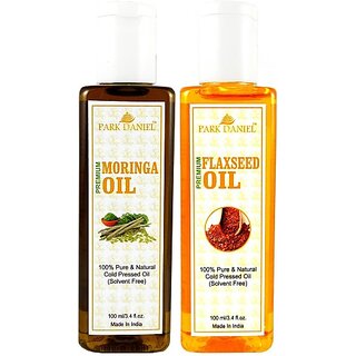                       PARK DANIEL Premium Flaxseed oil and Moringa oil combo of 2 bottles of 100 ml (200ml) Hair Oil (200 ml)                                              