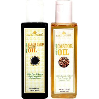                       PARK DANIEL Organic Castor oil and Black seed oil(Kalonji) combo pack of 2 bottles of 100 ml(200 ml) Hair Oil (200 ml)                                              