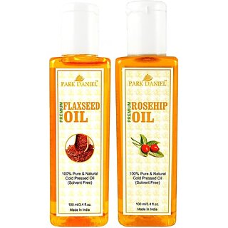                       PARK DANIEL Premium Flaxseed oil and Rosehip oil combo of 2 bottles of 100 ml (200ml) Hair Oil (200 ml)                                              